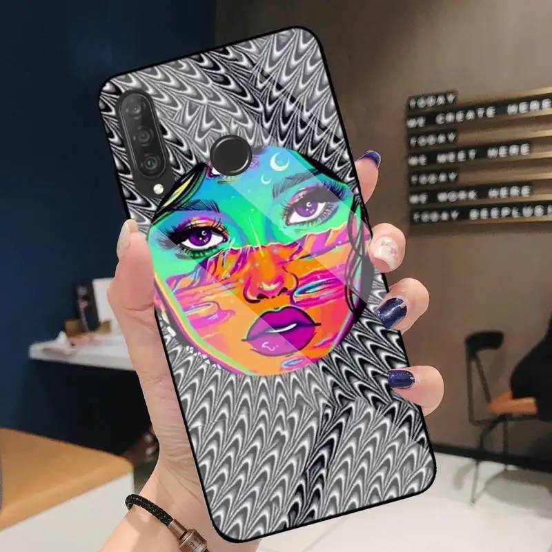 

Colourful Psychedelic Trippy Art Phone Case For Huawei P9 10 20pro 30lite Mate 9 10lite 20pro Honor 7A 8X 9 Tempered Glass