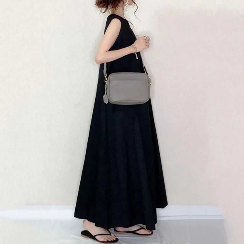 

2021 Summer Loose Japanese Dress Casual Office Lady Sleeveless Pullover A-Line A-Line Fashion Solid Color Women Dresses