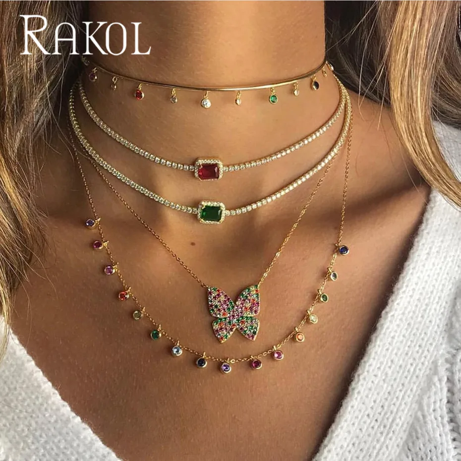 Ожерелье женское прямоугольное с фианитом RN22140 | Украшения и аксессуары