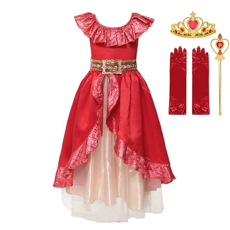 Elena Dress Set MUABABY девушки платье принцессы Елены; Верхняя одежда с изображением героя мультфильма «Елена из авалора» карнавальный костюм принцессы; платье для детей с блестками; Делюкс вечерние платье Рождественский подарок на Хэллоуин - Цвет: Elena Dress Set