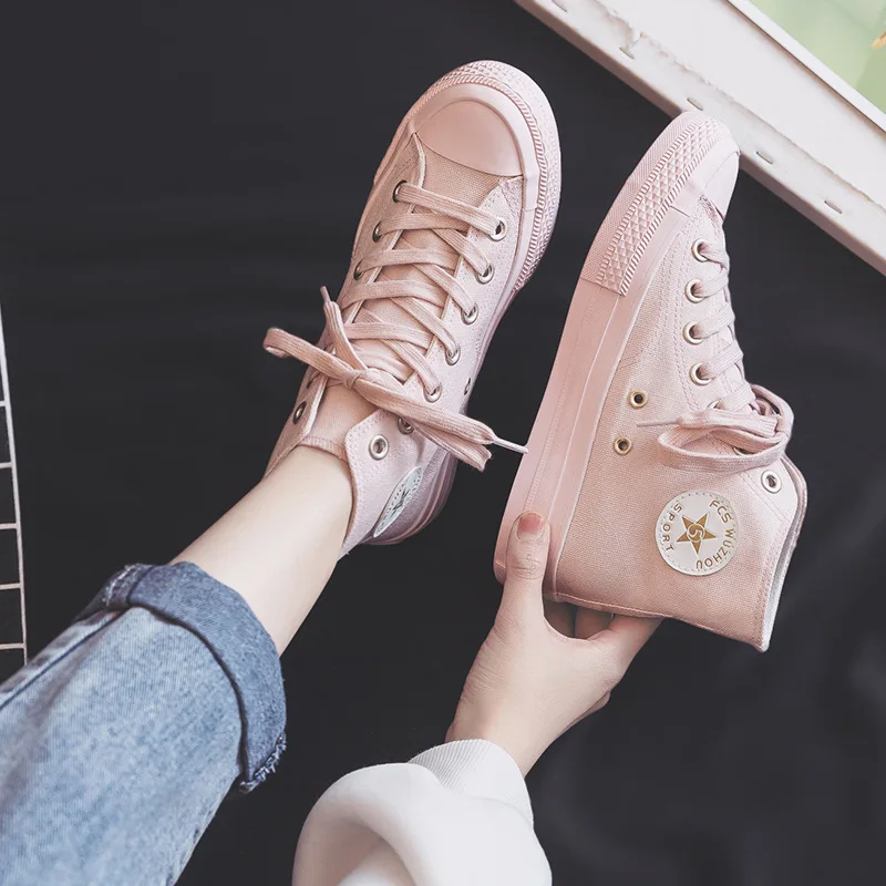 

Canvas Women's Shoes Spring New Flat Color Women's Vulcanize Shoes Trend Comfortable Canvas Sneakers Female Zapatillas de mujer
