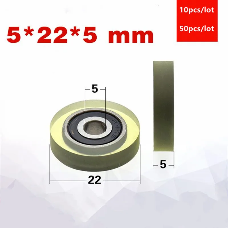 10pcs/50pcs 5*22*5mm polyurethane PU 625-2RS 625RS low noise roller bearing high precision friction pulley 5x22x5 | Обустройство дома