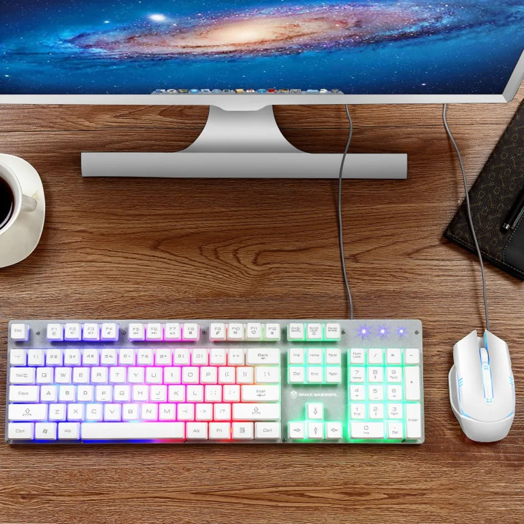 

Keyboard Mouse Set Wired USB Gaming Set Computer Accessories Set with Multi-function Buttons Ergonomic Mechanical Keyboard