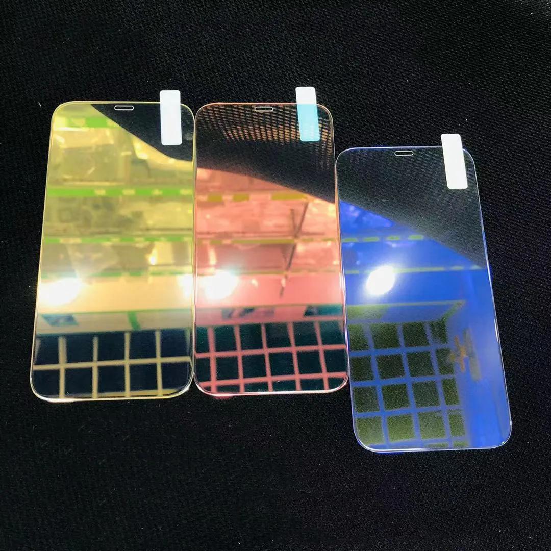 

Luxury Colorful Mirror Tempered Glass For iPhone 1411 Pro XS Max 13 7 8 Plus Screen Protector X XS XR 9H Glass Protective Film