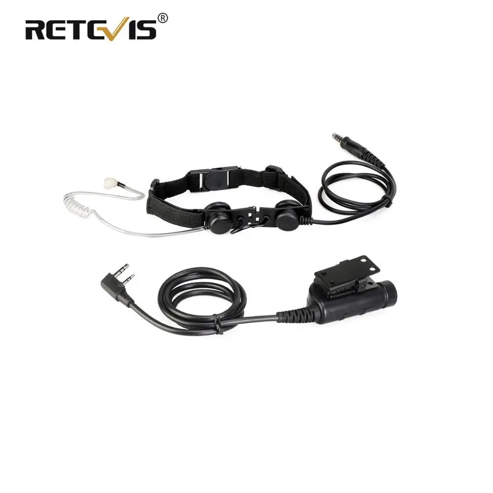 6 RETEVIS ETK005 Регулируемый тактический горловой микрофон с PTT наушниками для раций и
