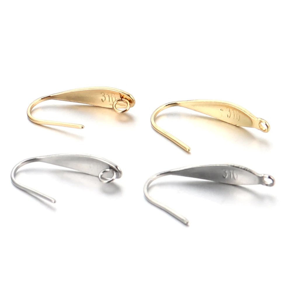 

50pcs 316 Stainless Steel Gold Ear Wire Hooks Earrings Clasps for DIY Jewelry Making Earrings Bulk Findings Accessories Crafts