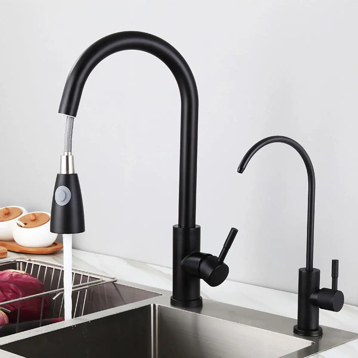 

Kitchen Faucet Blacked Single Handle Pull Down Kitchen Tap Single Hole 360 Degree Brushed Nickle Faucets Water Mixer Tap