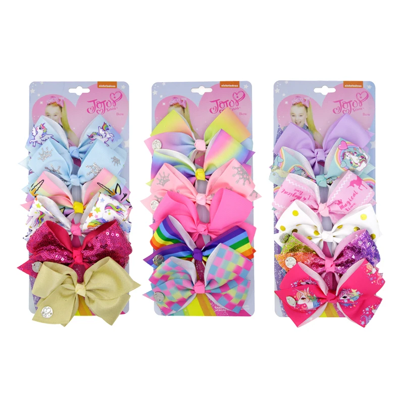 

6Pcs 13*8CM Grosgrain Ribbon Colorful Hair Bows With Clip For Girls Hair Clips Hairpins Barrettes Headwear Kids Hair Accessories