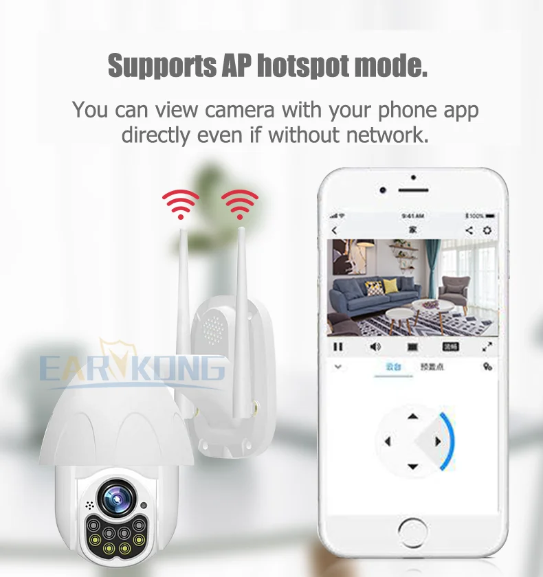 EARYKONG наружная Водонепроницаемая Wifi камера автоматическая отслеживающая ptz управление инфракрасным светом и белым светом домашняя геодезическая IP камера