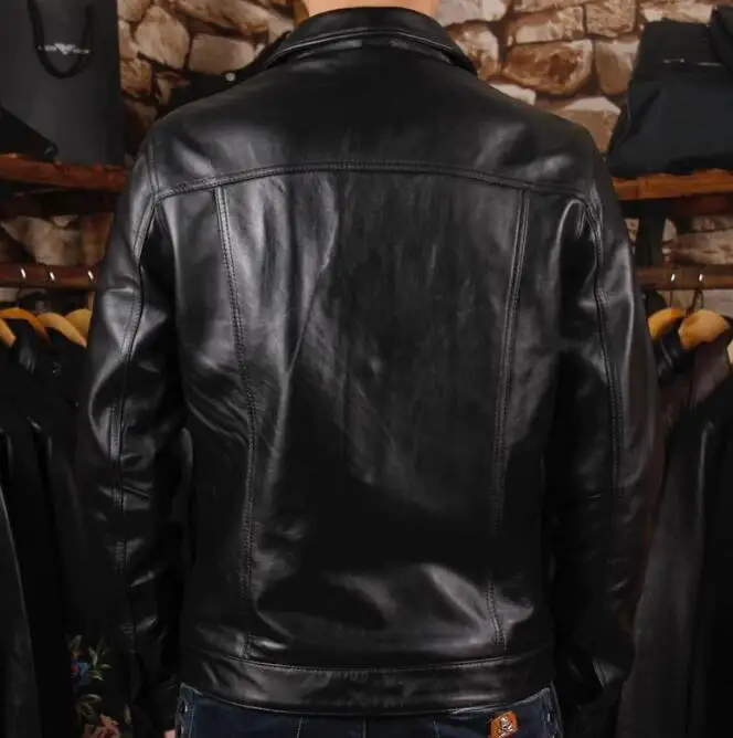 

Motorcycle Real Jacket Men Vintage Classic Genuine Cow Suede Leather Coat Fashion Blue Black Color Brand Clothing 2020