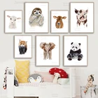 Животные, настенная Картина на холсте, овечка, Ленивец, корова, свинка, слон, красная панда, скандинавские постеры и принты, настенные картины, декор для детской комнаты