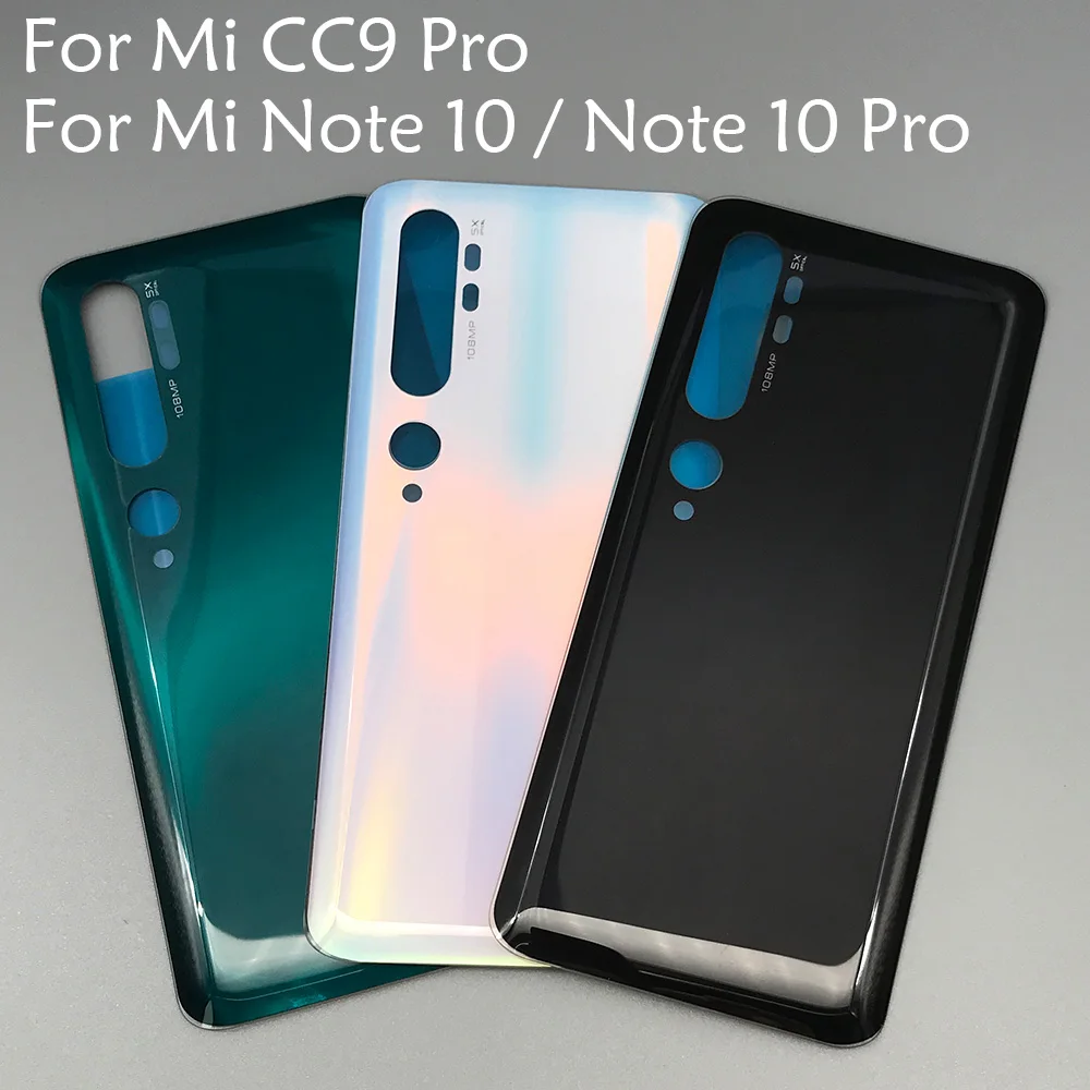 

New Back Glass Battery Door For Xiaomi Mi Note 10 Pro Rear Housing Cover Case With Glue Adhesive Sticker