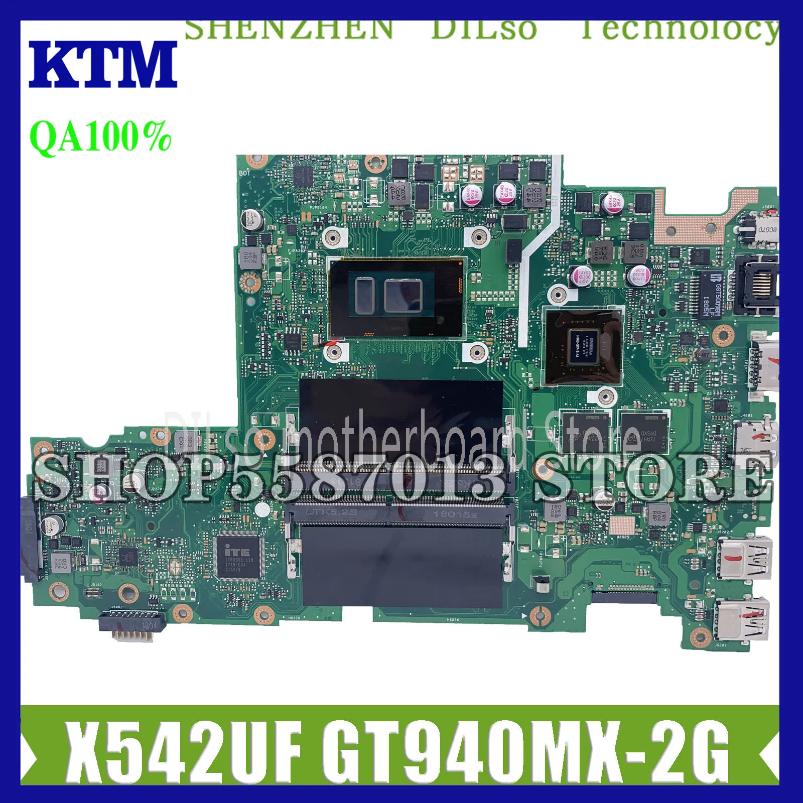 

KEFU X542UF Motherboard For ASUS X542UR X542UQ X542UN A580U Laptop Motherboard notebook I5-7200U CPU GT940MX-2G original Test