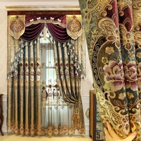 high end luxury european embroidered curtains window screen tulle living room bedroom blinds villa golden finished drapes