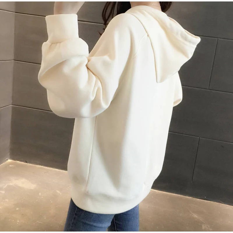 

plus velvet hooded sweatshirt women hoodies spring casual korean women's sweatshirts 2021 autumn warm pullover female mujer