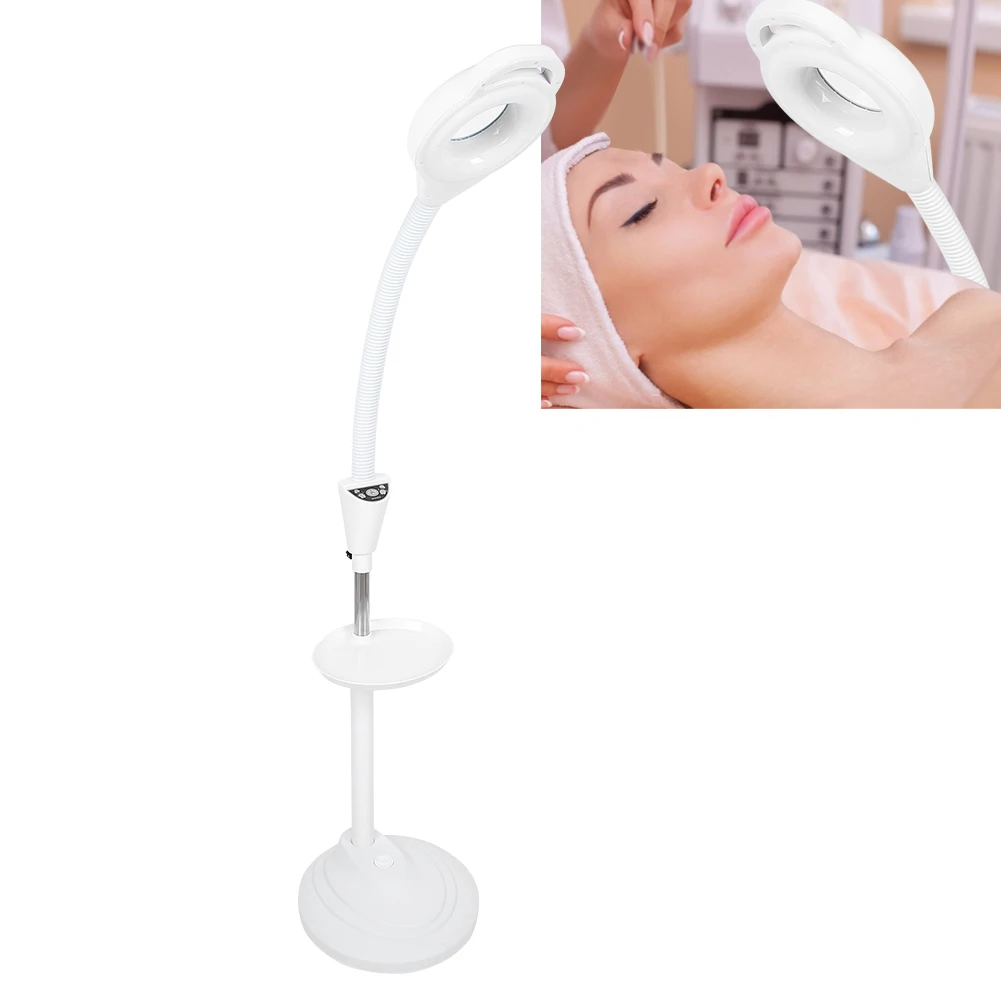 Professional Adjustable LED Cold Light Floor Lamp FlexibleTattoo Beauty Lamp with 8X Magnifier Full‑Angle Lighting Beauty Lamp