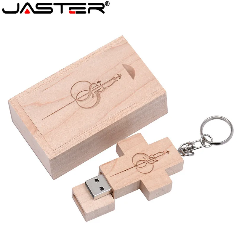 JASTER customer LOGO wooden Cross USB + box Flash Drive memory stick pendrive 8GB 16GB 32GB 64G Crosses drive gift | Компьютеры и офис