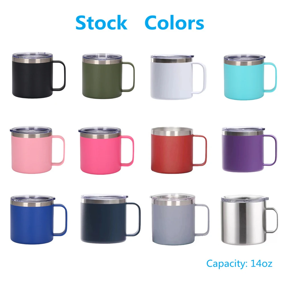 

14oz Coffee Mug Cup with Handle,Vacuum Insulated Coffee Mug with Sliding Lid, Double Wall Stainless Steel Travel Tumbler Mug