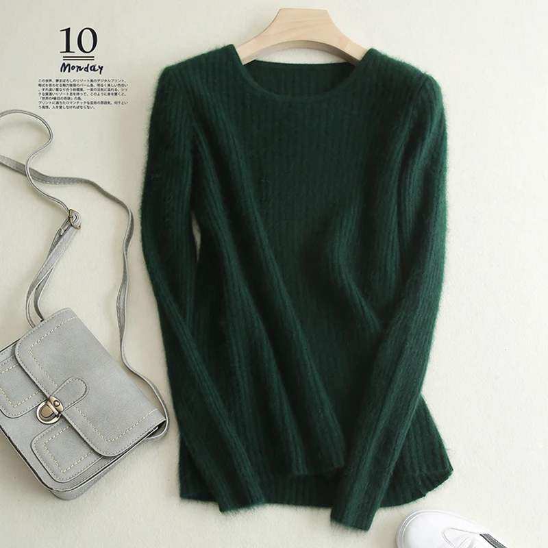 

Super Warm 100% Mink Cashmere Sweaters and Pullovers Women Winter High elasticity Soft Sweater O-neck Female Basic Pullovers