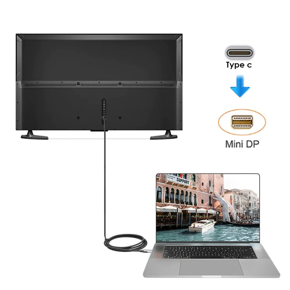 Mini 1 *  Displayport 6  USB Type C Thunderbolt 3 To DP Black