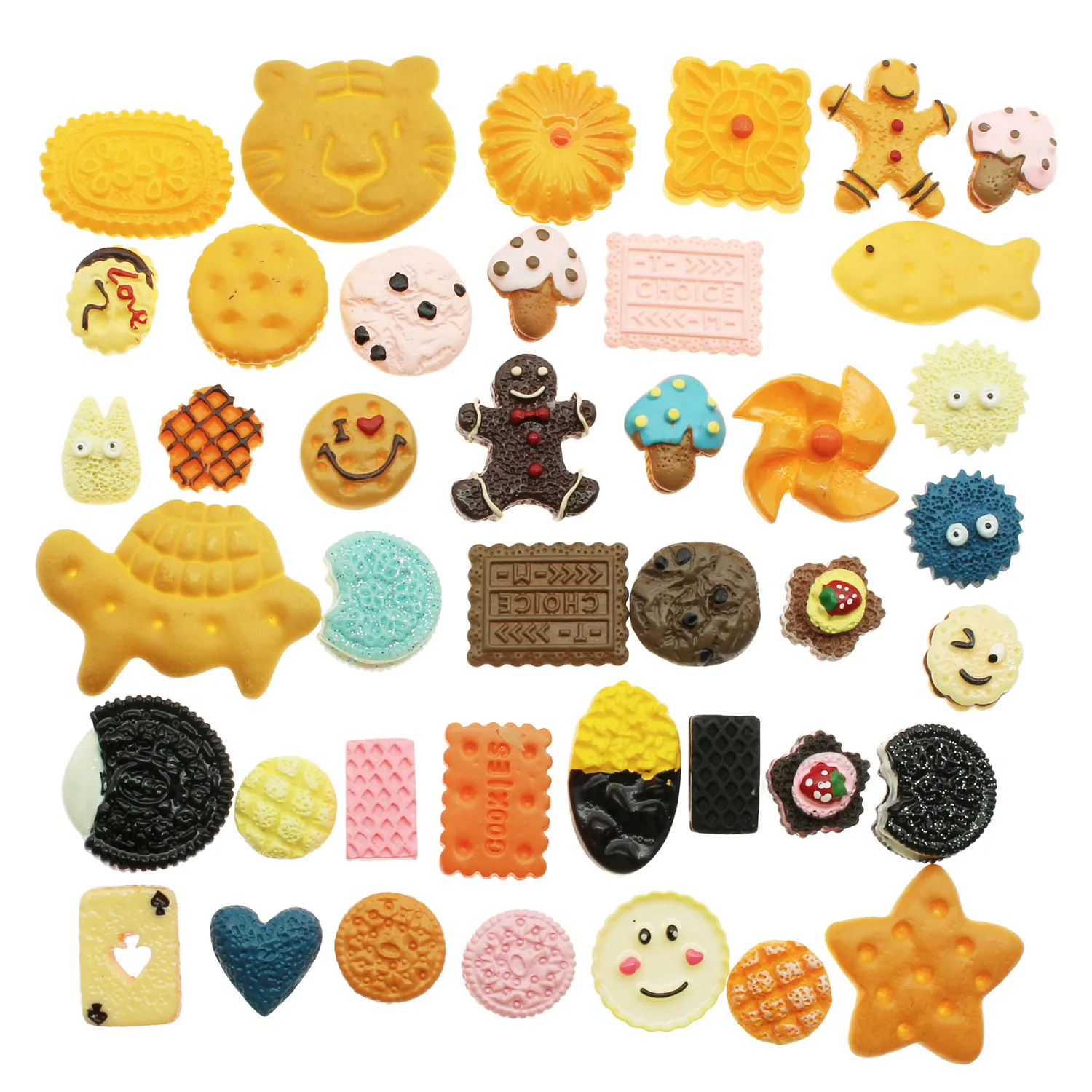 

20PC Mix Resin Flatback Cookies Flat Back Cabochon Kawaii DIY Resin Craft DecorationMiniature Resin Cream Bread Food