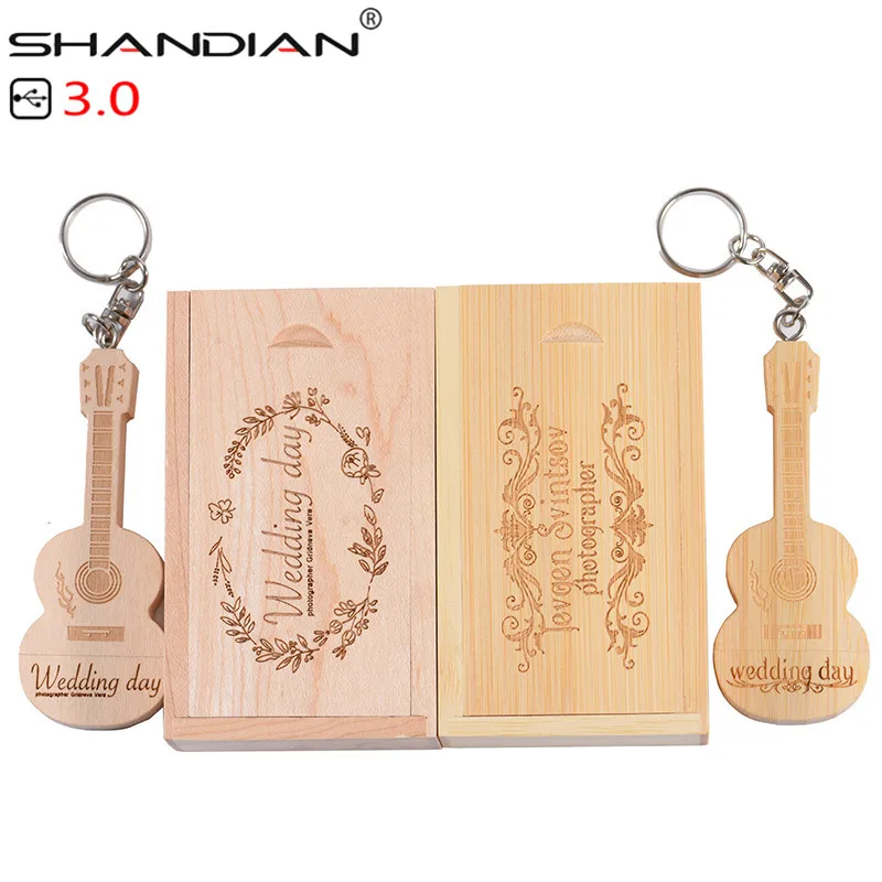 SHANDIAN USB 3,0 ручка-накопитель в форме гитары 4 ГБ 8 г 16 ГБ 32 ГБ 64 Гб деревянная гитара s модель memory Stick натуральная музыка pendrive