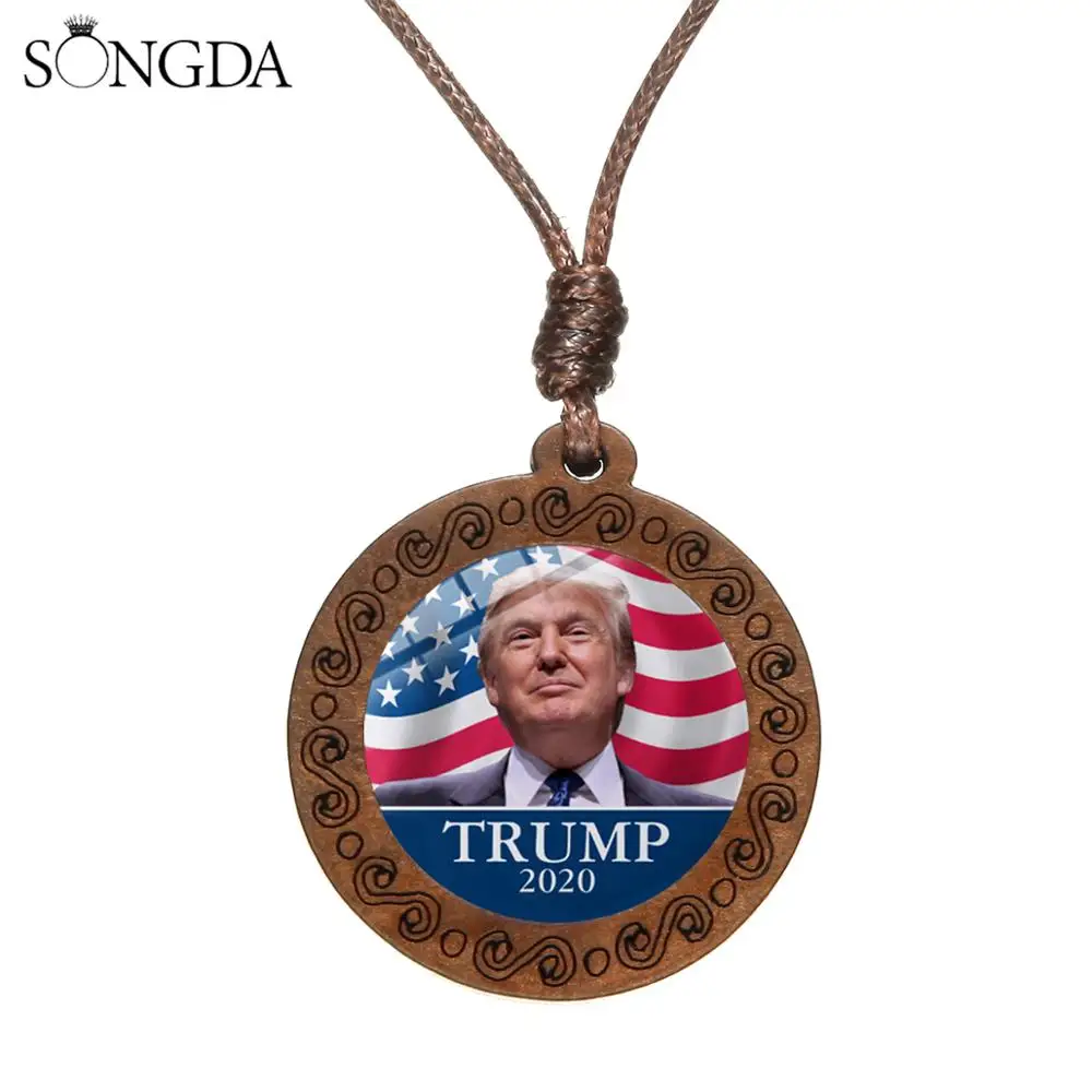 Трендовое ожерелье с флагом Дональда Трампа 2020 подвеска о великом президента