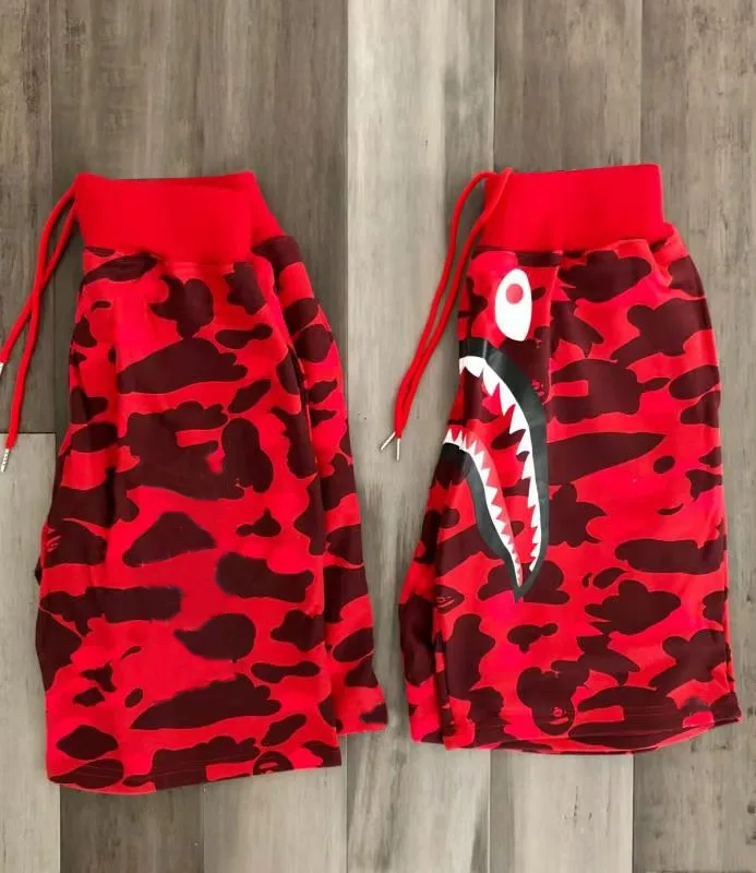 

2021 new summer men's women shorts casual middle waist Japanese fashion camouflage drawstring shark cartoon camouflage printing