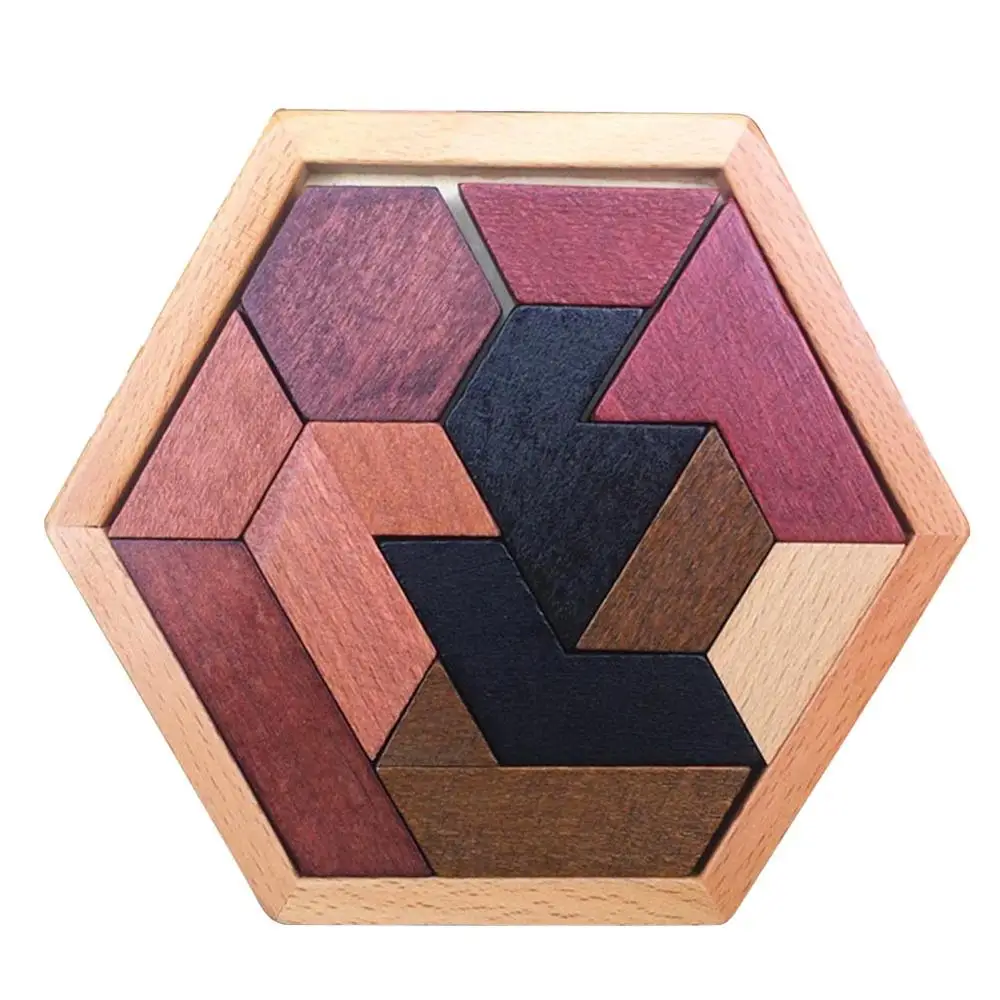 306764.02 Деревянный Tangram головоломка игрушки тетрис игра Монтессори развивающая детская игрушка обучающие Игрушки Tangram для девочек и мальчиков - Цвет: 306764.02