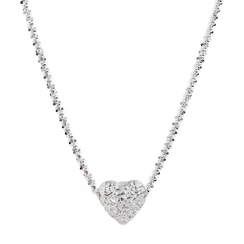 

S925 Sterling Silver Starry Irregular Heart Necklace Female Clavicle Chain Light Luxury Minority