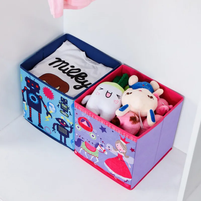 

Lattice Cabinet Drawer Storage Box Non-woven Fabric Folding Cartoons Cube Organizer Boxs for Children Toys Sundries Organizador