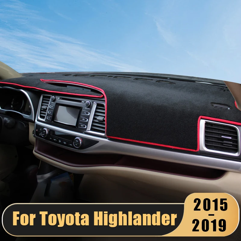 Car Dashboard Cover Mat For Toyota Highlander Kluger XU50 2015 2016 2017 2018 2019 Dash Board Sun Shade Pad Anti-UV Accessories