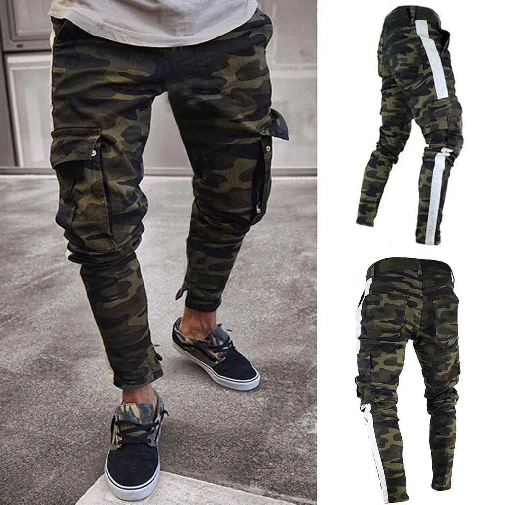 

Womail Mens Skinny Stretch Denim Pants Pleated Ripped Freyed Slim Fit Jeans Trousers Fashion Slim jeans Stylish Trousers