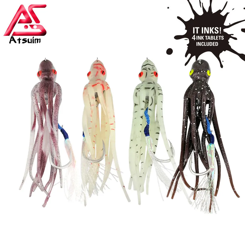 AS 60g Squid Ink Jet Octopus Calamar UV Lure Squid Skirt Angler Trolling Bait Drag Fishing Marlin Tuna Boat Pesca Fishing Bait