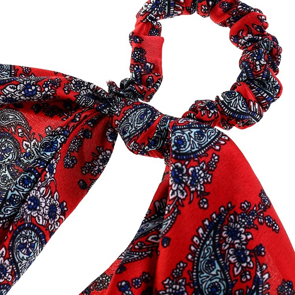 

Women Bowknot Scrunchies Hair Bands Print Cloth Elastic Hairbands Hair Rope Ponytail Holder DIY Bow Streamers Hair Accessories