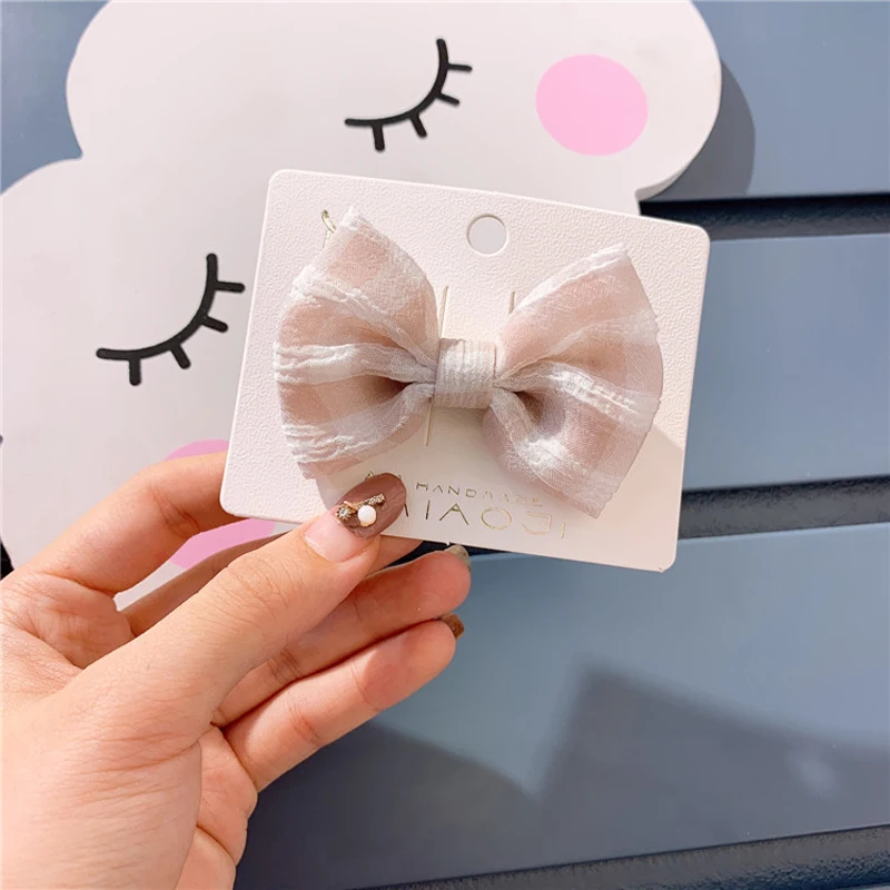 1 шт. милый детский головной убор заколка с клетчатой тканью заколки ручной