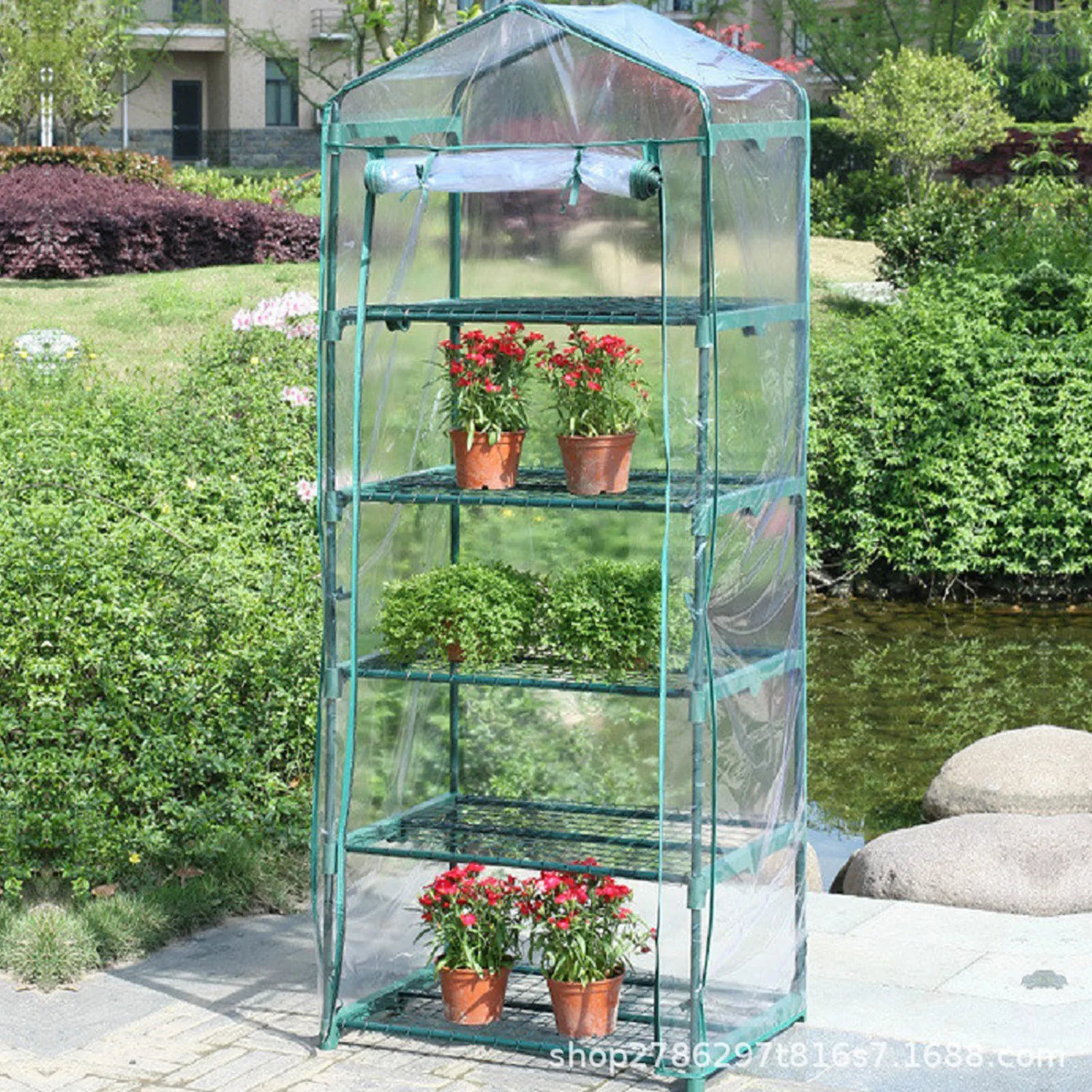 

PVC Greenhouse Cover Folding Transparent Household Plant Cover Waterproof Garden Plants Cover (Without Iron Stand)