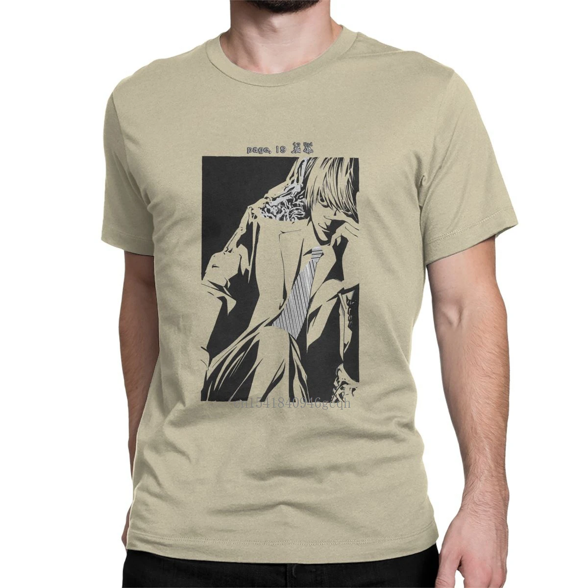 

Death Note T-Shirt for Men Yagami Light Vintage Pure Cotton Tees Round Neck Short Sleeve T Shirts 6XL Clothes