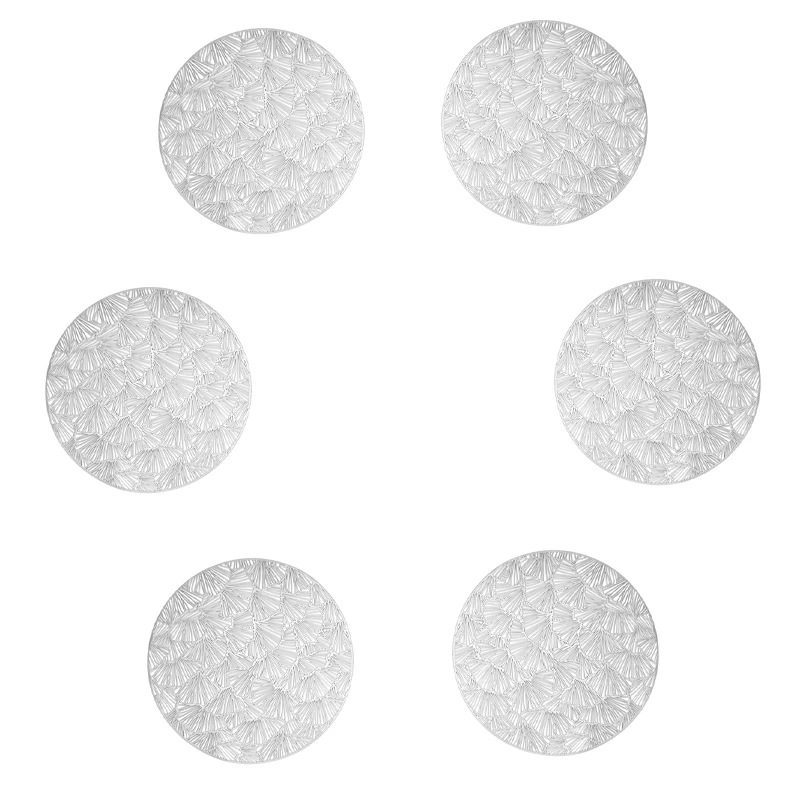 

Ginkgo Leaf Round Placemats for Dining Table, a Set of 6 Hollow Table Mats for Table Decoration