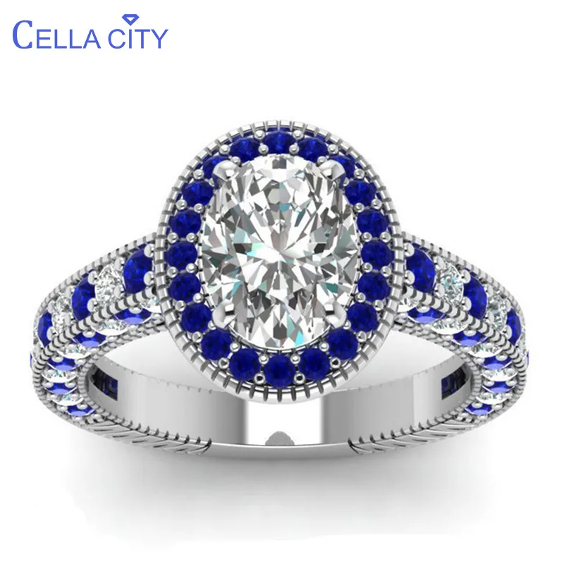 Женское вечерние ЦО из серебра 925 пробы с драгоценными камнями овальной