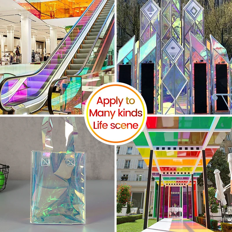 

Colorful Glass Stickers Rainbow Effect Iridescent Window Tint Decorative Window Films For Home Office Heat Control Anti UV