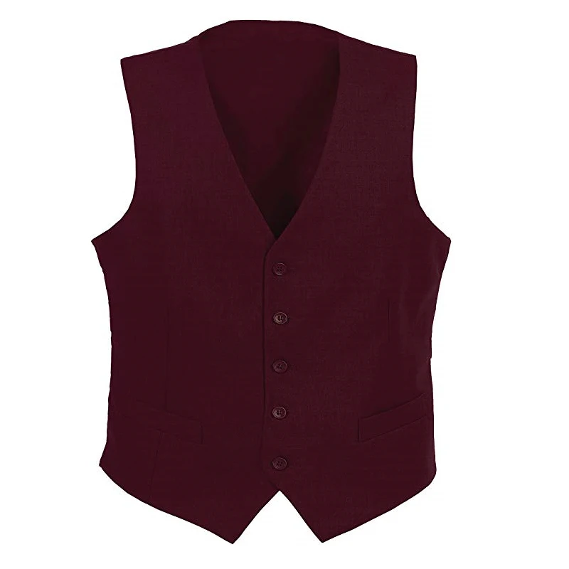 

Men's Suit Vest Black Stain Business Waistcoat Jacket Grey Burgundy Formal Slim Fit Gilet Homme Vests For Groosmen Man Wedding