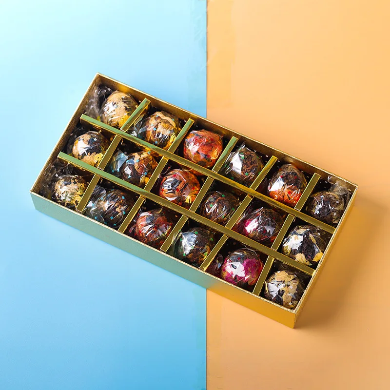 

18pcs Multi Flavor Tastes Dragon Beads Tea Flower and Black Tea Mixed Chinese Tea with Gift Box for Weight Lose Health