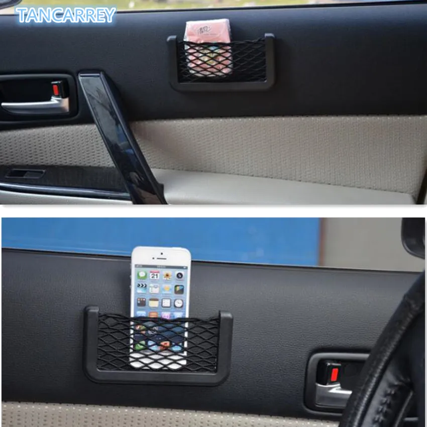 Car Storage Net Bag Phone Holder Pocket Organizer FOR citroen c1 dodge ram 1500 chrysler voyager ford kuga 2 outlander 3 seat ib images - 6