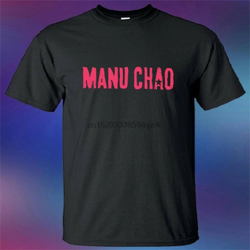 Новая мужская черная футболка с логотипом известной певицы Manu Chao - купить по