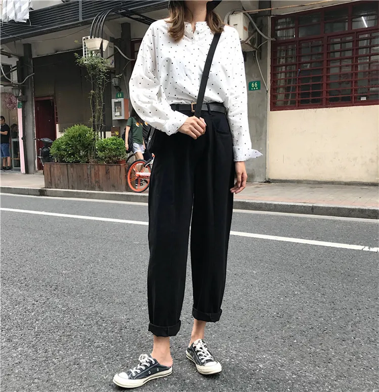 Джинсы женские Kawaii милые универсальные простые Harajuku уличная мода повседневные с высокой талией свободные джинсовые женские брюки шикарные
