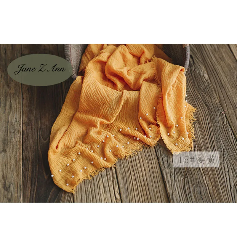 ginger yellow Jane Z Ann/реквизит для фотосессии новорожденных детей, декоративные обертки с жемчугом, тонкая хлопковая линия одежды, аксессуары для студийной съемки 95x185 см - Цвет: ginger yellow