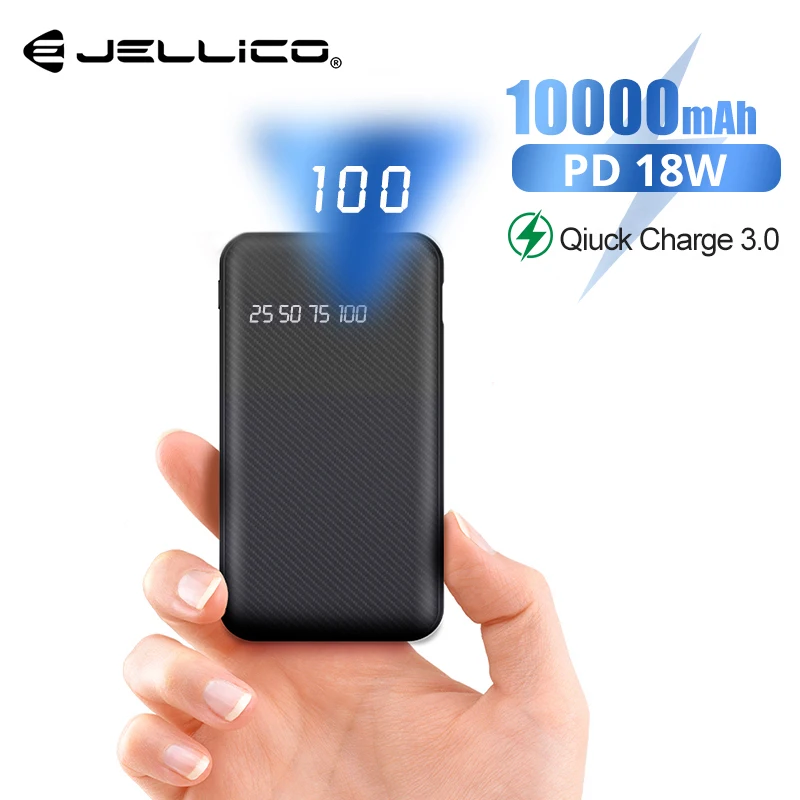 Jellico 18 Вт быстрое зарядное устройство QC3.0 внешний аккумулятор для iPhone X 8 USB C PD