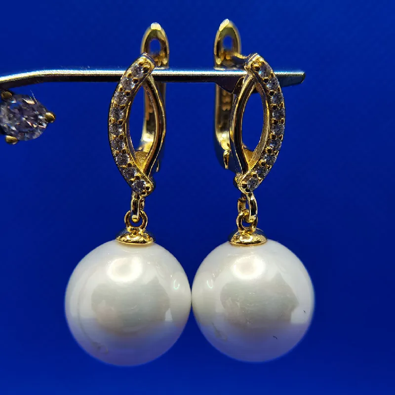 

8 -14 мм белый Ювелирные изделия из жемчуга натуральная 925 стерлингового серебра серьги-капли с Для женщин 14K, покрыто золотом, драгоценный кам...