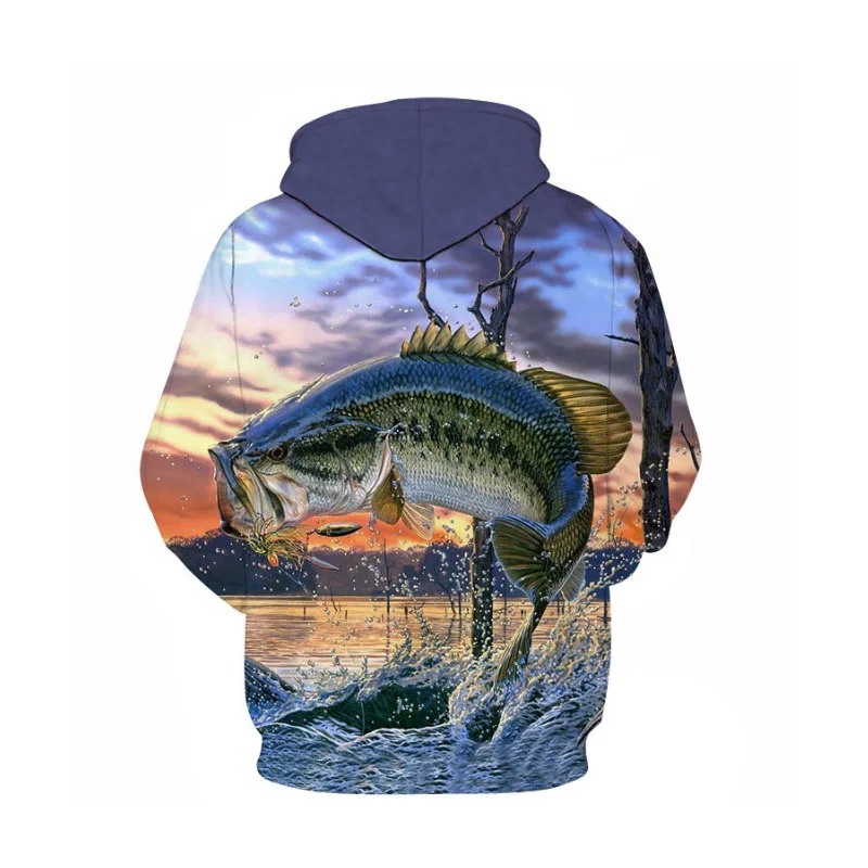 

Fishing Clothing 3D Printing Bass Trout Lure Fishing Jacket Clothes Hooded with Hat Men Winter Autumn Breathable Sport Wear